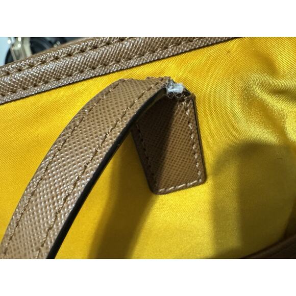 MICHAEL KORS "Kempton" Yellow Nylon Brown Leather Trims Shopper Tote Bag - Picture 5 of 7